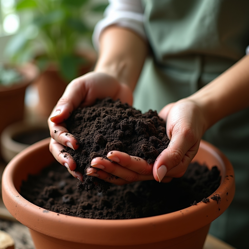 Mani che preparano il terreno per la semina urbana