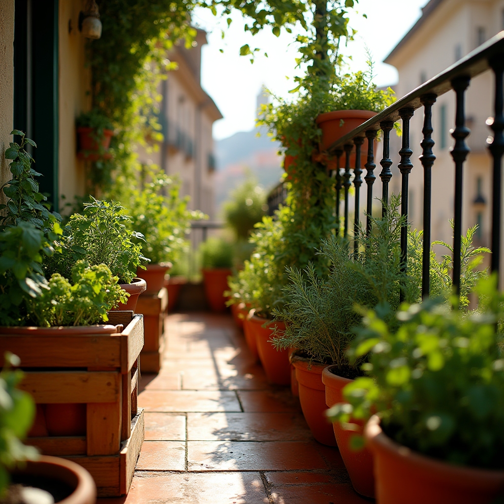 Balcone rigoglioso con ortaggi e piante aromatiche a Napoli
